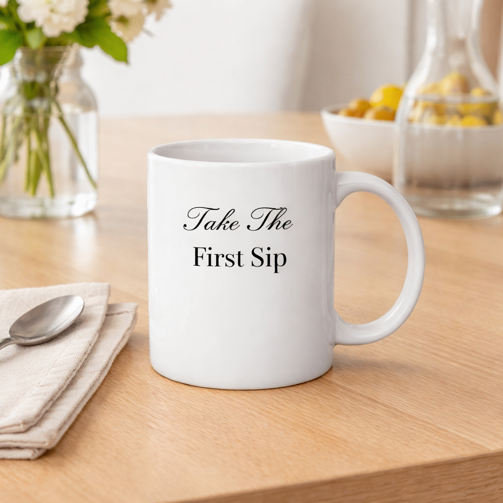 Take The First Sip White Glossy Mug